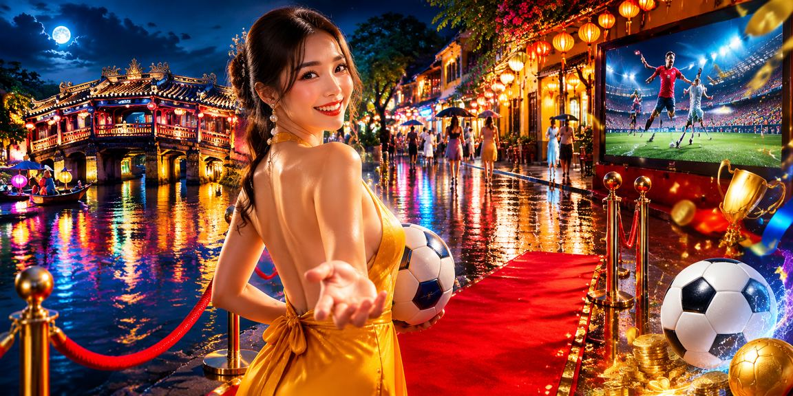 Chợ đêm Hội An với màn hình thể thao gợi trải nghiệm đăng nhập trên mobile